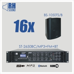 Nagłośnienie naścienne RH SOUND ST-2650BC/MP3+FM+BT + 16x BS-1050TS/B